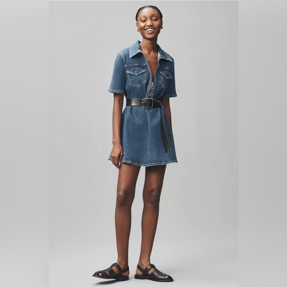 NWT ANTHROPOLOGIE | The Westley Regenerative Cotton Denim Dress by Pilcro - Picture 1 of 4